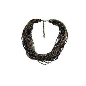 Express Brown & Gold Multistrand Necklace